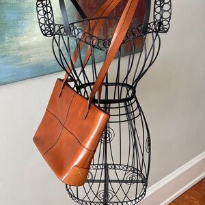 Etienne Aigner Cognac Leather Shoulder Bag